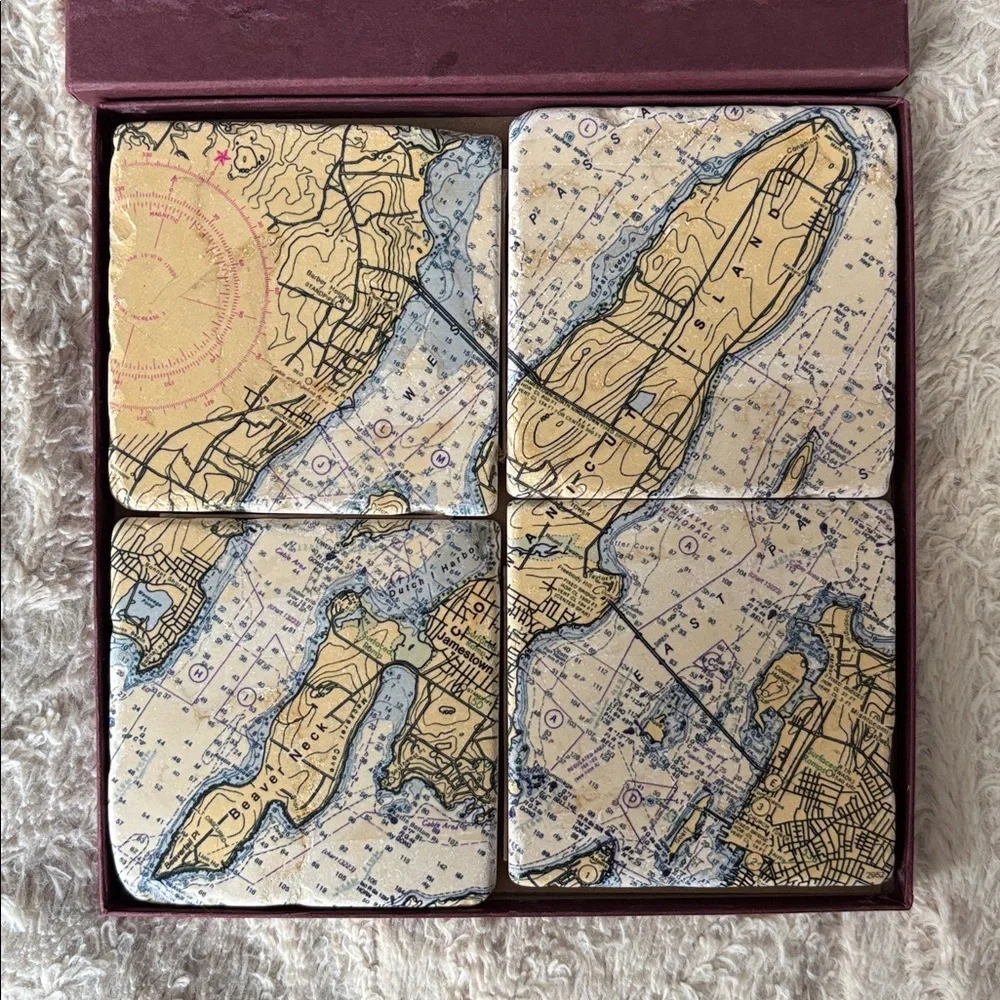 Screencraft Tileworks Jamestown Marble Coaster Set